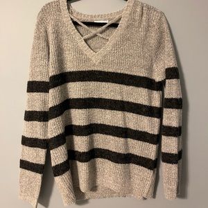 Gray and black striped sweater